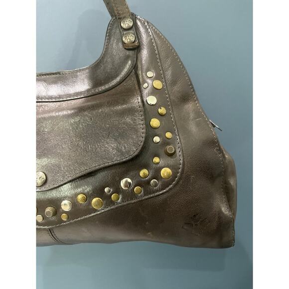 Patricia Nash Dark Brown Studded Ergo Satchel Italian Leather Top Handle Bag - Picture 8 of 11